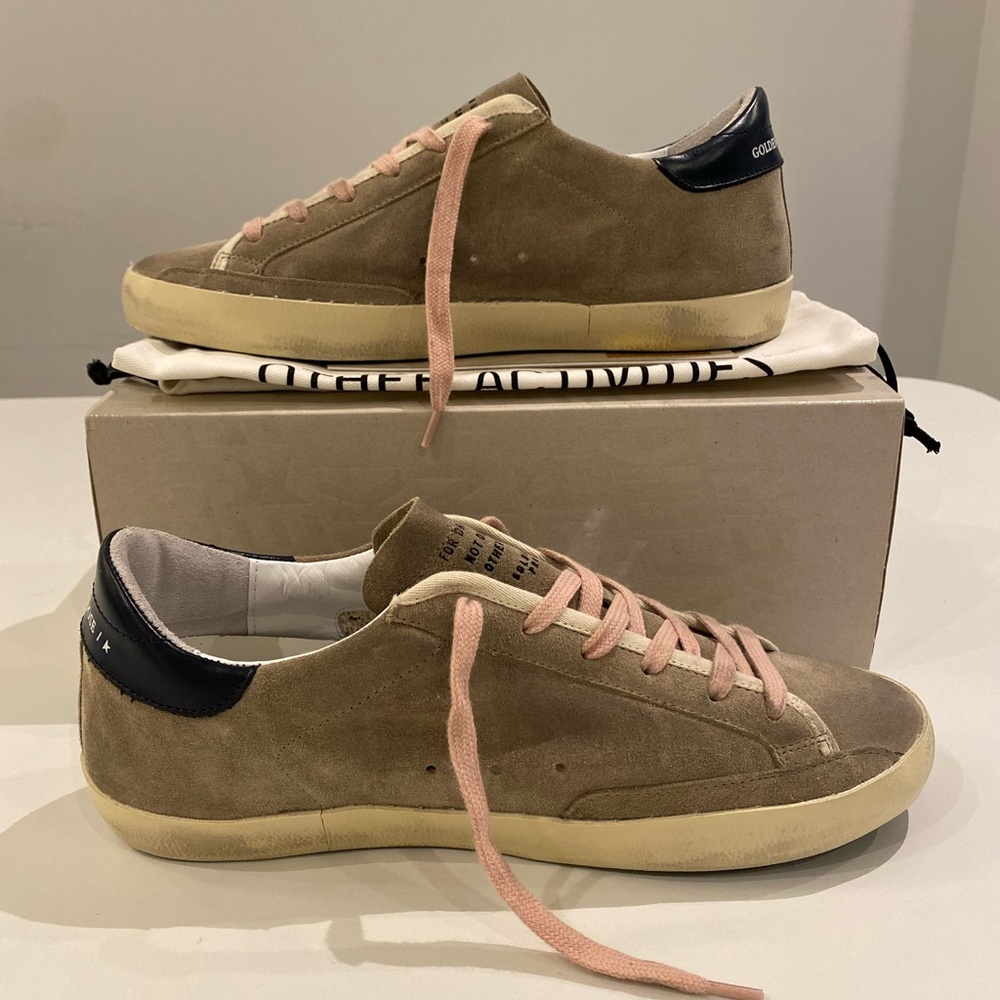 Golden Goose Superstar Sneaker Taupe Suede/Silver/Dark Blue sz 40 New in Box - Picture 5 of 15
